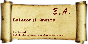 Balatonyi Anetta névjegykártya